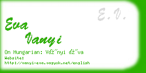 eva vanyi business card